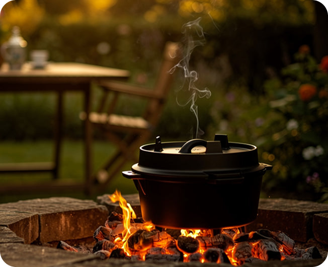 Iron Taste dutch oven cooking over fire