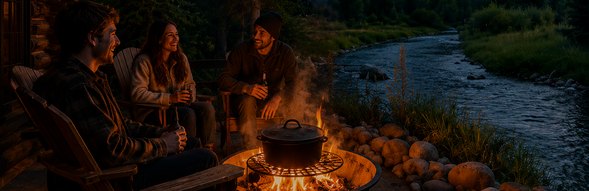 Iron Taste dutch oven cooking over fire